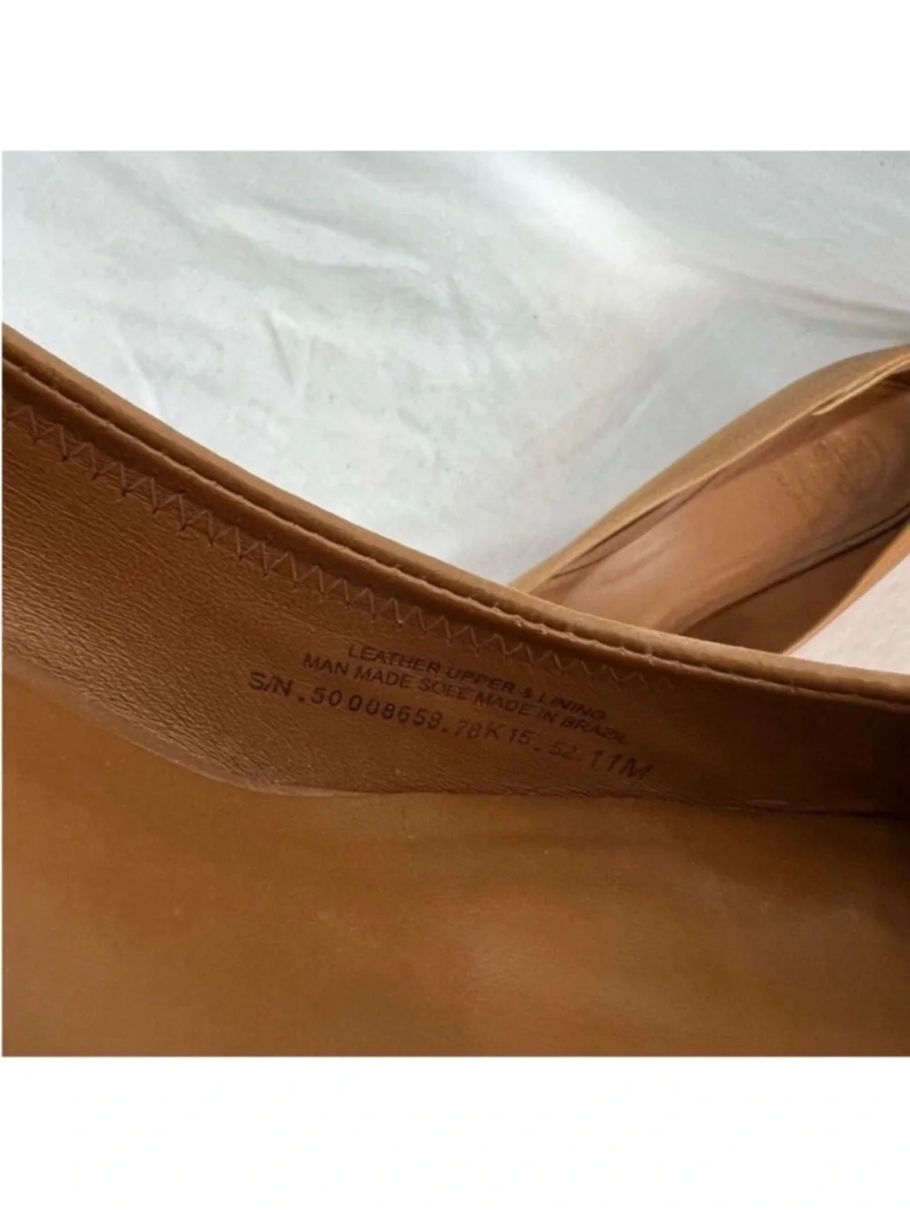 Tory Burch logo round toe brown leather wedge pump